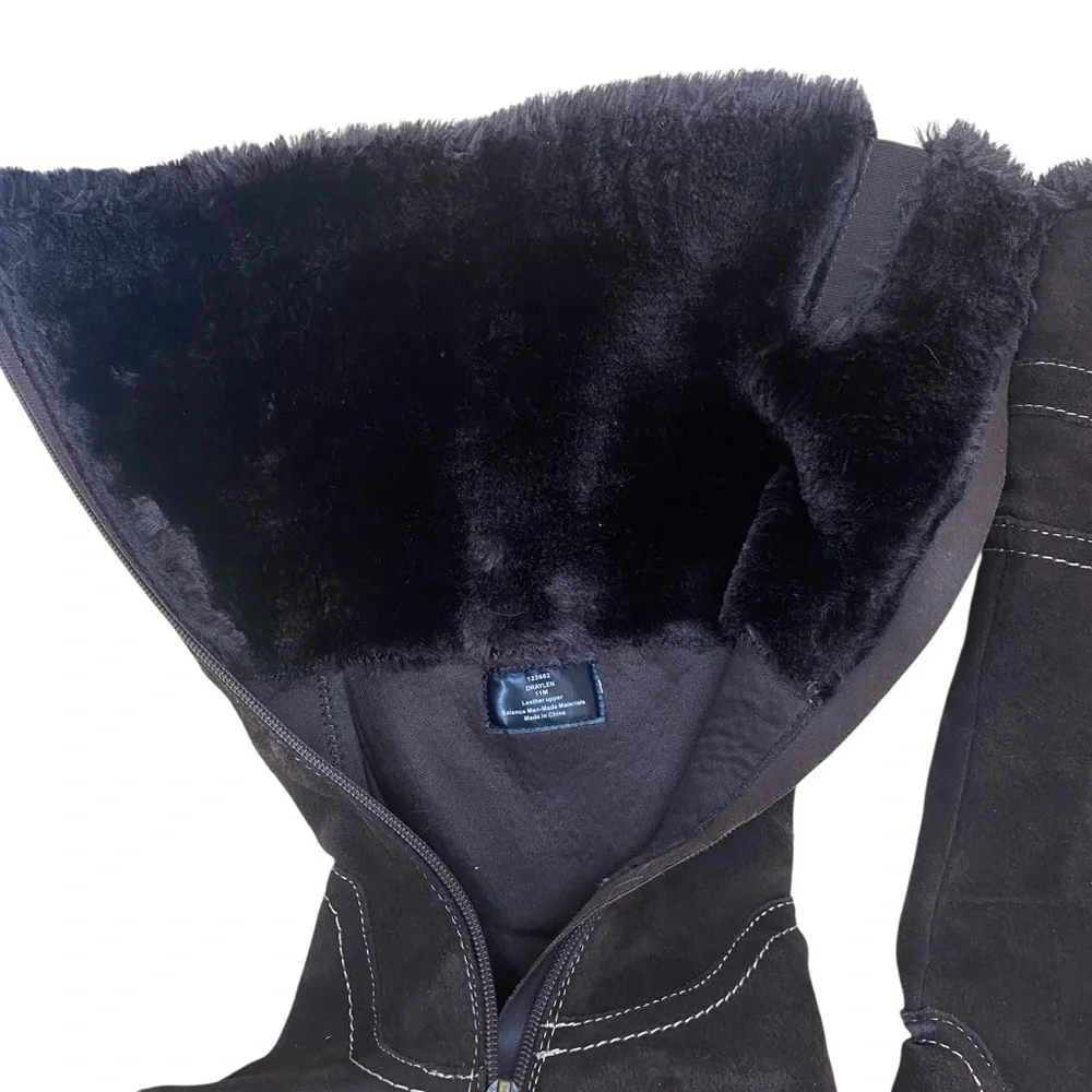 BJORNDAL DRAYLEN Women size 11M Faux-Fur Trim Winter Boots - Brown suede leather